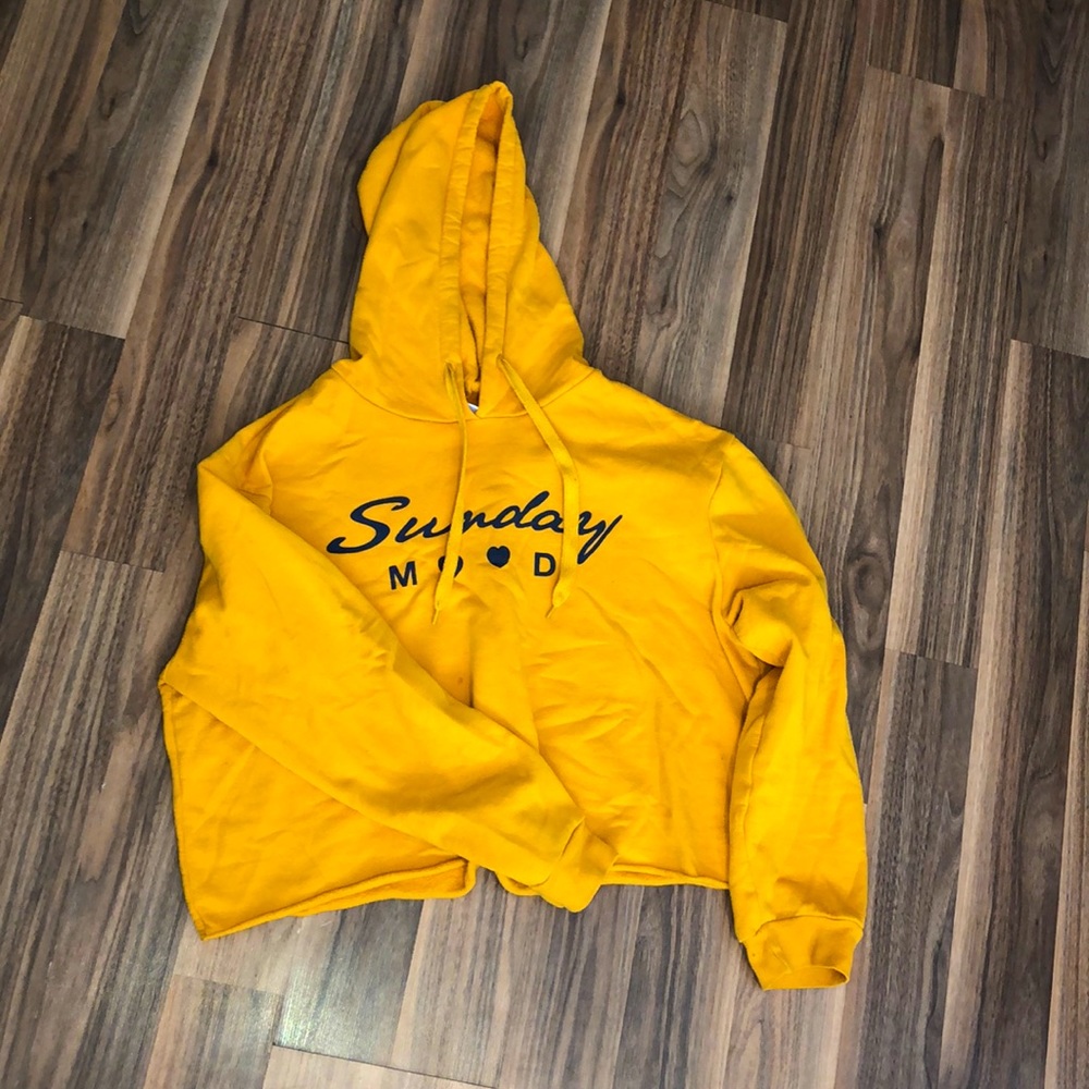 Yellow Cropped Hoodie